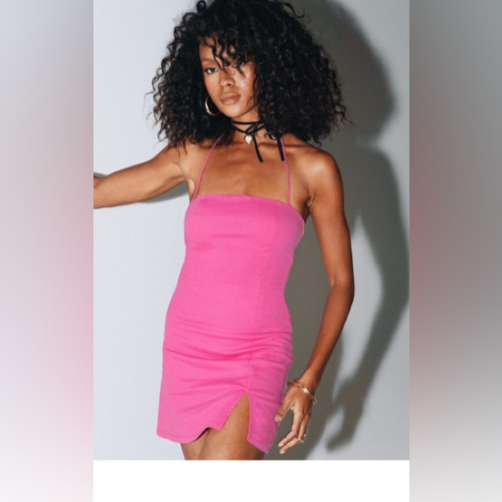 Princess Polly Pink halter mini dress 2